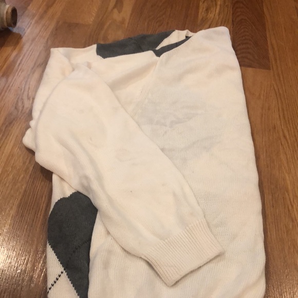 David Taylor sweater, cream, soft blue and gray. - Picture 5 of 6